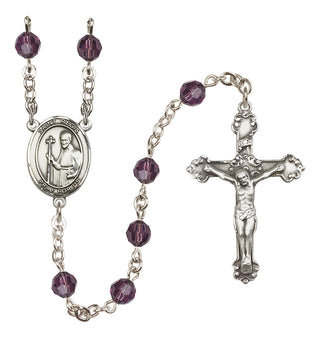 Sterling Silver 6mm Austrian Crystal Saint Regis Rosary in Amethyst