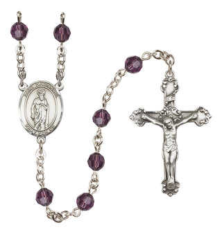 Sterling Silver 6mm Austrian Crystal Saint Nathanael Rosary in Amethyst