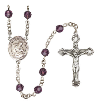 Sterling Silver 6mm Austrian Crystal Blessed Herman the Cripple Rosary in Amethyst