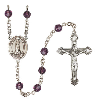 Sterling Silver 6mm Austrian Crystal Our Lady of Kibeho Rosary in Amethyst