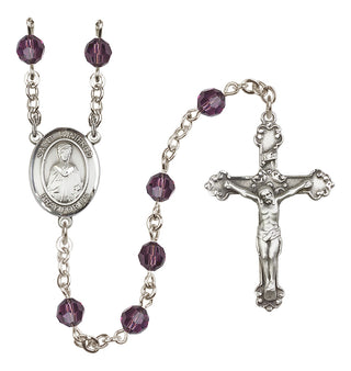 Sterling Silver 6mm Austrian Crystal Saint Winifred of Wales Rosary in Amethyst