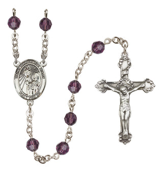 Sterling Silver 6mm Austrian Crystal Saint Margaret Mary Alacoque Rosary in Amethyst