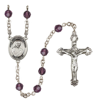 Sterling Silver 6mm Austrian Crystal Blessed John Henry Newman Rosary in Amethyst