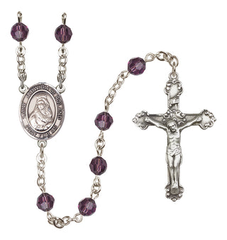 Sterling Silver 6mm Austrian Crystal Saint Jadwiga of Poland Rosary in Amethyst