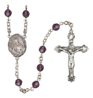 Sterling Silver 6mm Austrian Crystal Saint Edmund of East Anglia Rosary in Amethyst
