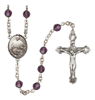 Sterling Silver 6mm Austrian Crystal Pope Francis Rosary in Amethyst