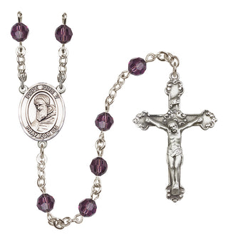 Sterling Silver 6mm Austrian Crystal Pope Pius V Rosary in Amethyst