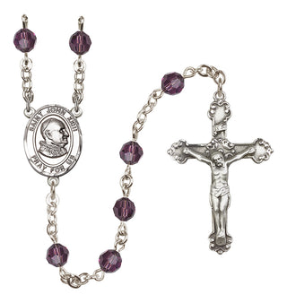 Sterling Silver 6mm Austrian Crystal Saint John Xxiii Rosary in Amethyst
