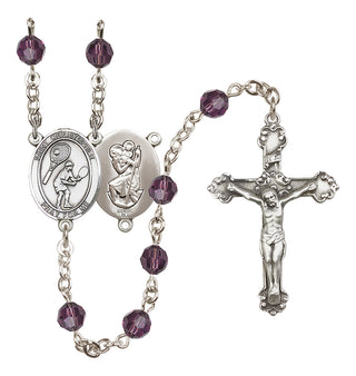 Sterling Silver 6mm Saint Christopher/Tennis Rosary