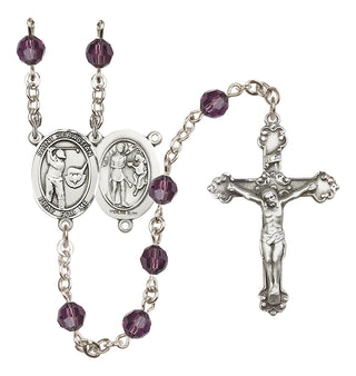 Sterling Silver 6mm Austrian Crystal Saint Sebastian / Golf Rosary in Amethyst