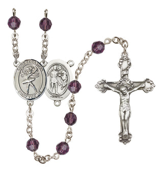 Sterling Silver 6mm Austrian Crystal Saint Sebastian / Dance Rosary in Amethyst