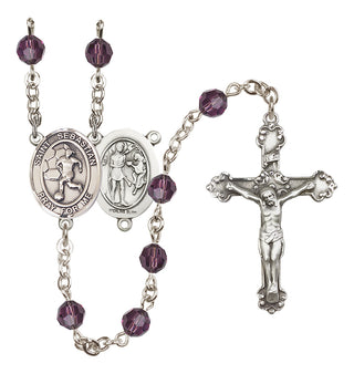 Sterling Silver 6mm Saint Sebastian/Soccer-Women Rosary