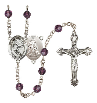 Sterling Silver 6mm Guardian Angel/Hockey Rosary