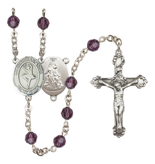 Sterling Silver 6mm Austrian Crystal Guardian Angel/Dance Rosary in Amethyst