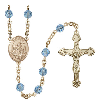 14 Karat Gold-Filled 6mm Austrian Crystal San Jose Rosary in Aqua