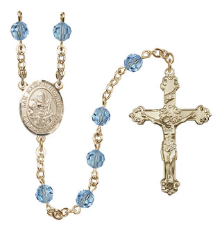 14 Karat Gold-Filled 6mm Austrian Crystal San Ramon Nonato Rosary in Aqua