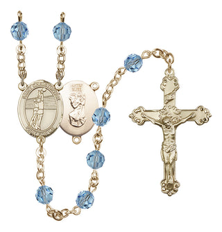 14kt Gold Filled 6mm Saint Christopher/Volleyball Rosary