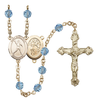 14kt Gold Filled 6mm Saint Sebastian/Football Rosary