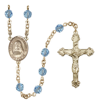14 Karat Gold-Filled 6mm Austrian Crystal Saint Pauline Visintainer Rosary in Aqua