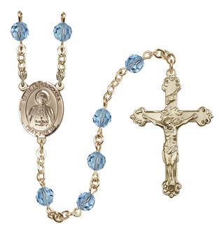 14 Karat Gold-Filled 6mm Austrian Crystal Saint Peter Chanel Rosary in Aqua