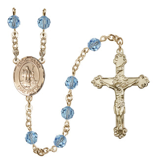 14 Karat Gold-Filled 6mm Austrian Crystal Saint Maron Rosary in Aqua