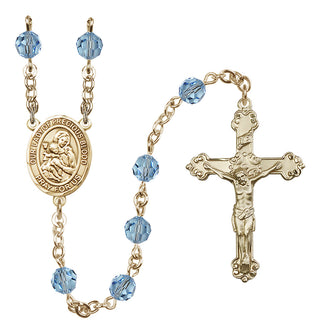 14 Karat Gold-Filled 6mm Austrian Crystal Our Lady of the Precious Blood Rosary in Aqua