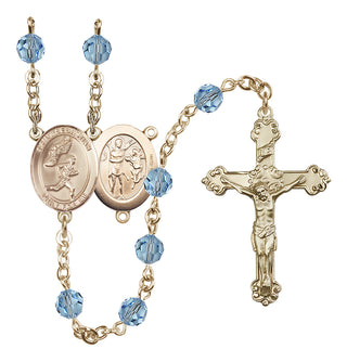 14kt Gold Filled 6mm Saint Sebastian /Track&Field-Men Rosary