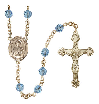14 Karat Gold 6mm Austrian Crystal Saint Peter Chanel Rosary in Aqua