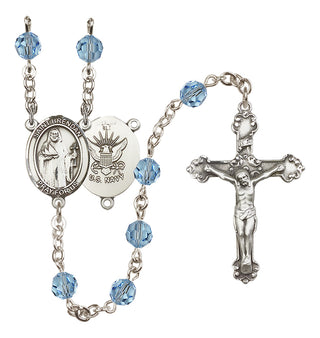 Sterling Silver 6mm Saint Brendan the Navigator/Navy Rosary