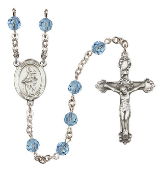 Sterling Silver 6mm Austrian Crystal Saint Jane of Valois Rosary in Aqua