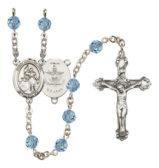 Sterling Silver 6mm Saint Joan of Arc / Army Rosary