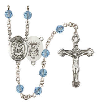 Sterling Silver 6mm Saint Michael / Navy Rosary