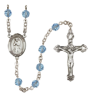 Sterling Silver 6mm Austrian Crystal Saint Juan Diego Rosary in Aqua