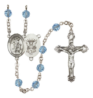 Sterling Silver 6mm Guardian Angel / Navy Rosary