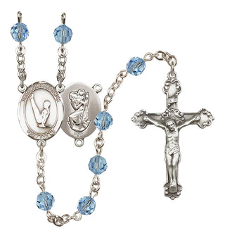 Sterling Silver 6mm Saint Christopher/Gymnastics  Engraved Catholic Rosaries