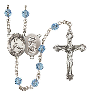Sterling Silver 6mm Saint Christopher/Baseball Rosary