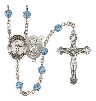 Sterling Silver 6mm Saint Christopher/Tennis Rosary