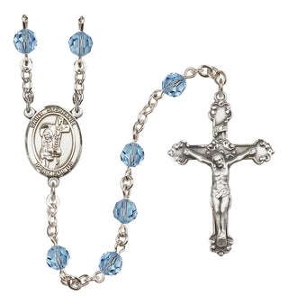 Sterling Silver 6mm Austrian Crystal Saint Stephanie Rosary in Aqua