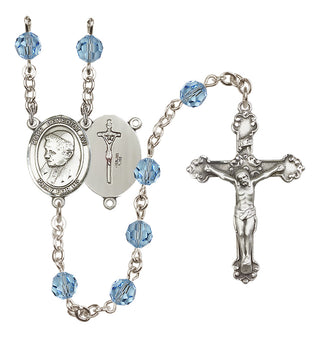 Sterling Silver 6mm Austrian Crystal Pope Emeritace Benedict XVI Rosary in Aqua