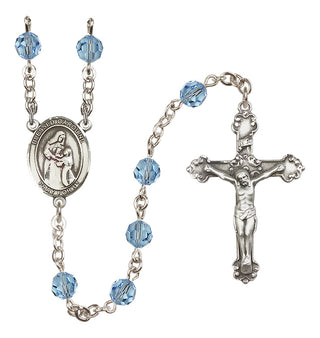 Sterling Silver 6mm Austrian Crystal Blessed Caroline Gerhardinger Rosary in Aqua