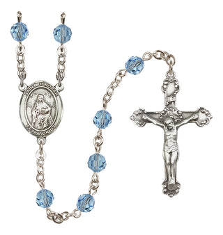 Sterling Silver 6mm Austrian Crystal Saint Deborah Rosary in Aqua