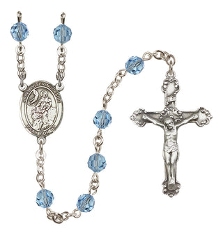 Sterling Silver 6mm Austrian Crystal Saint Peter Nolasco Rosary in Aqua