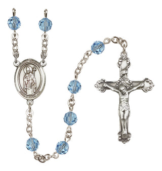Sterling Silver 6mm Austrian Crystal Saint Ronan Rosary in Aqua