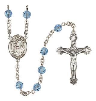 Sterling Silver 6mm Austrian Crystal Saint Rene Goupil Rosary in Aqua