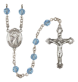 Sterling Silver 6mm Austrian Crystal Divine Mercy Rosary in Aqua