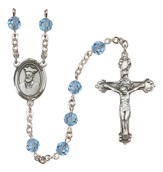 Sterling Silver 6mm Austrian Crystal Saint Philip Neri Rosary in Aqua