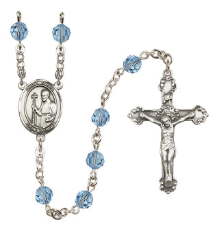 Sterling Silver 6mm Austrian Crystal Saint Regis Rosary in Aqua