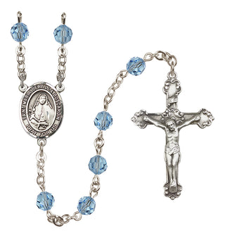 Sterling Silver 6mm Austrian Crystal Saint Maria Bertilla Boscardin Rosary in Aqua