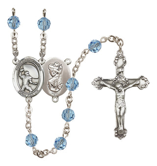Sterling Silver 6mm Saint Christopher / Football Rosary