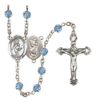 Sterling Silver 6mm Saint Christopher/Tennis Rosary